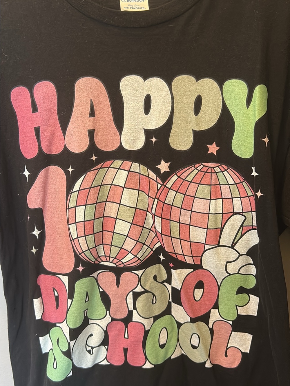 Women’s Short Sleeve Graphic Tee - Black Happy 100 Days